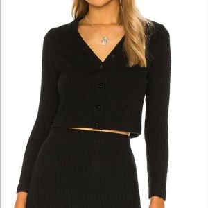 Enza Costa Rib Cropped Cardigan Size M